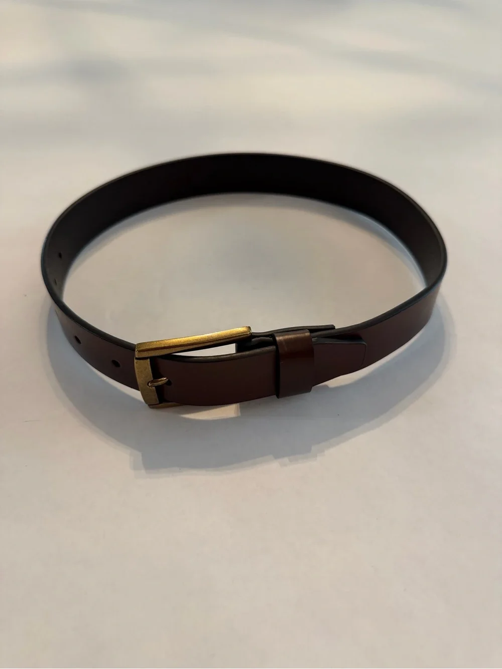 Boy’s Classic Brown Leather Belt with Brass Buckle